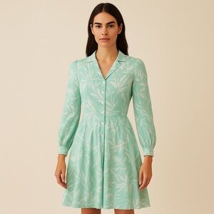 Vintage John Richard of California Green Floral Button Dress Sz S USA